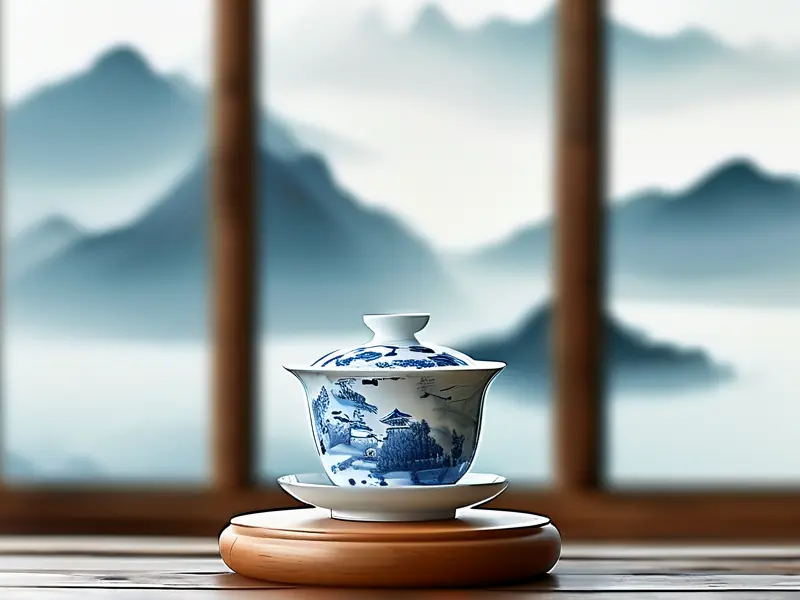 青花瓷茶杯与网络抽象图，代表专业游戏IP代理的稳定连接_1