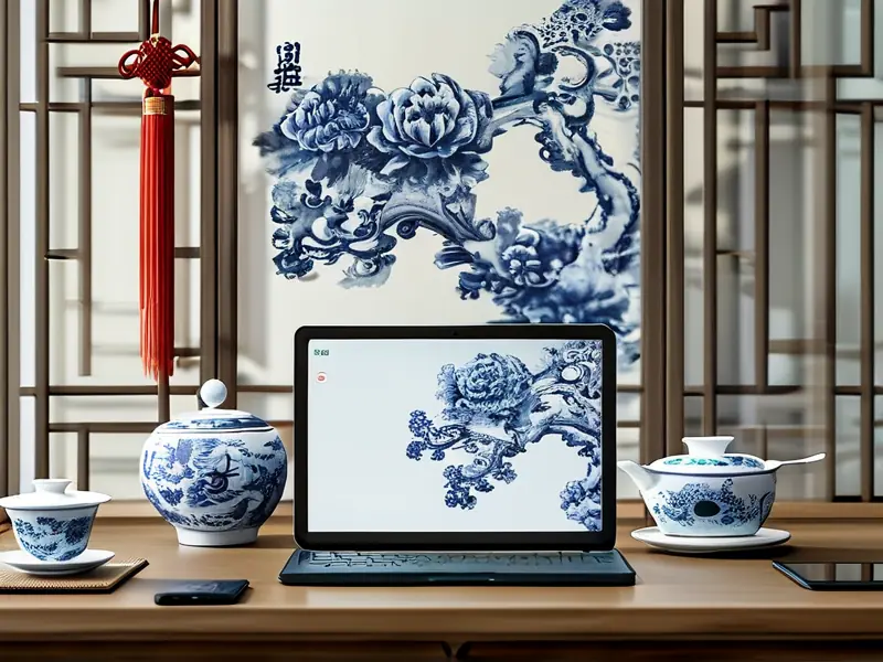 无忧加速器IP多终端适配示意图：中式书桌上电子设备展示_1
